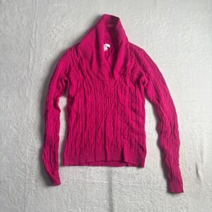 Charter Club Sweater Womens XS Pink Cable Knit Long Sleeve Cowl Neck Pullover *
